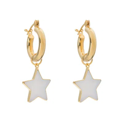 Freya Rose Women's White / Gold Gold Mini Hoops With Detachable Stars