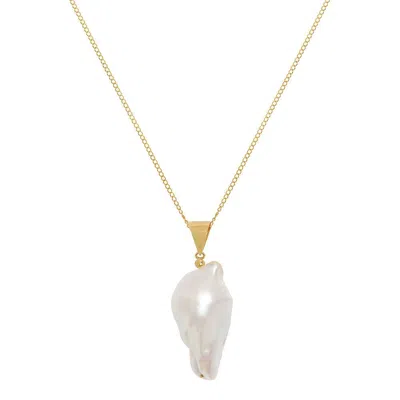 Freya Rose Women's White / Gold Large Baroque Pearl 22ct Gold Vermeil Necklace