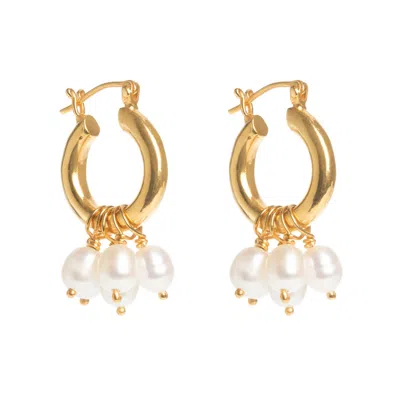 Freya Rose Women's White Gold Mini Hoops With Detachable Pearls