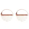 Freya Rose Women's White Hand Carved Mother Of Pearl Rose Hoop Earrings In Gold