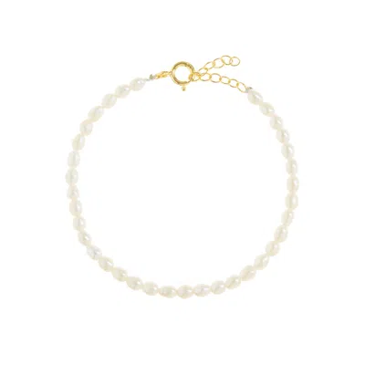 Freya Rose Women's White Rice Pearl Bracelet In Gold