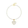 Freya Rose Rice Pearl Bracelet With Heart Charm In White