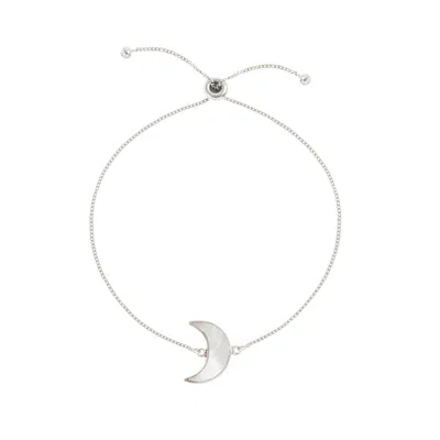 Freya Rose Women's White / Silver Adjustable Silver Moon Bracelet In Metallic