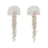 Freya Rose Women's White / Silver Hakuro Silver Mother Of Pearl & Pearl Long Drops In Gray