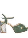 Freya Rose Zahra Ankle-strap Heeled Sandals In Green