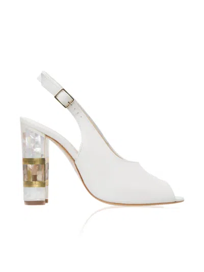 Freya Rose Zara Peep-toe Pearl Sandals In White