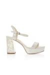 Freya Rose Zara White Slingback Peep Toe Pearl Heel In White