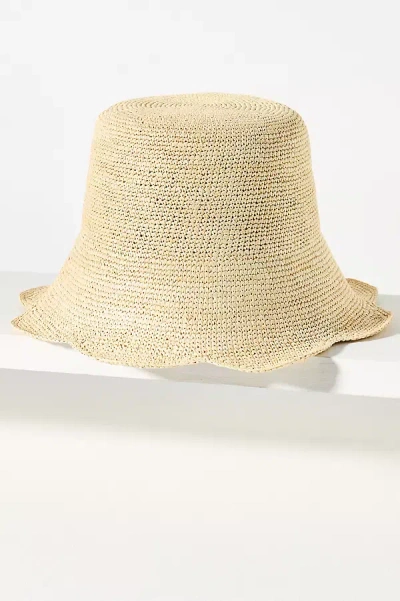 Freya Scallop Crochet Straw Bucket Hat