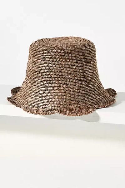 Freya Scallop Crochet Straw Bucket Hat