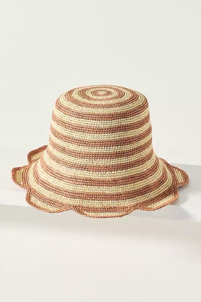 Freya Scalloped Stripe Bucket Hat In Sand