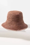 Freya Shell Crochet Straw Bucket Hat In Brown