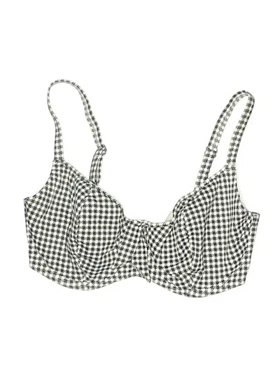 Pre-owned Freya Swimsuit Top Ivory Houndstooth Pattern Swimwear In White