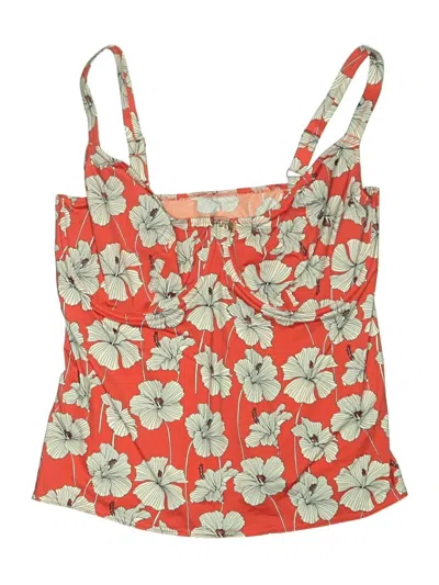 Pre-owned Freya Swimsuit Top Red Floral Pattern Swimwear