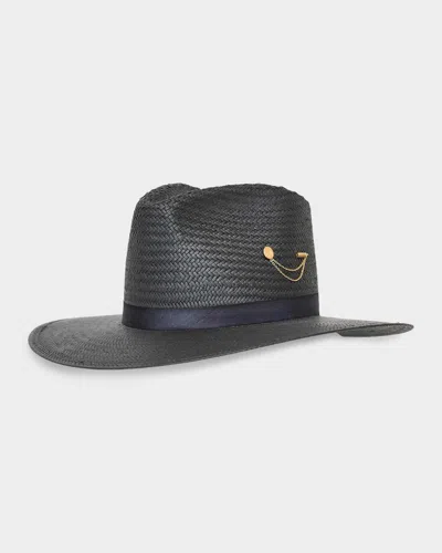 Freya Wanderer Packable Straw Fedora In Black