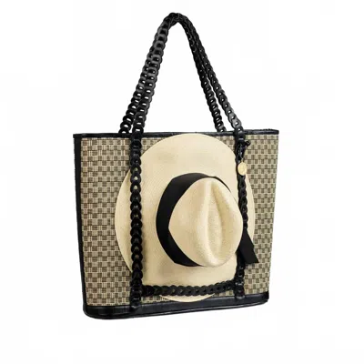Freya Women's Checkerboard Rattan & Leather Hat Carrier Bag In Beige In Neutral