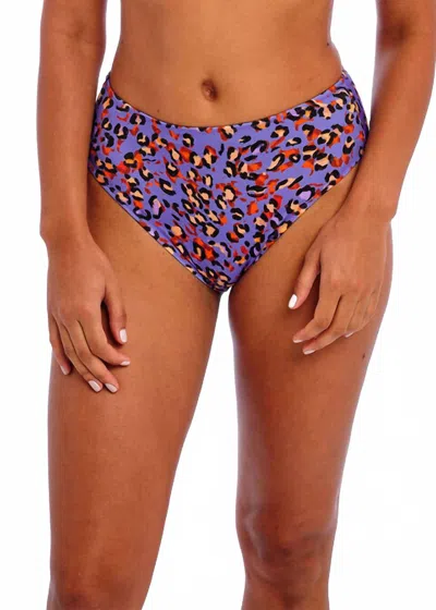 Freya Women's High Waist Bikini Bottom In Leopard In Purple
