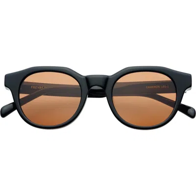 Freyrs Eyewear Cameron Round Sunglasses In Black