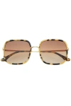 Freyrs Eyewear Cosmo Square Oversized Sunglasses In Gold