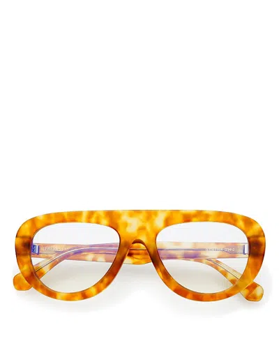Freyrs Eyewear Jetsetter Aviator Blue Light Reading Glasses, 52mm In Yellow