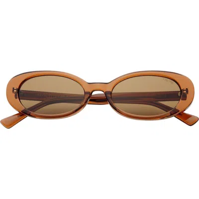 Freyrs Eyewear Mimi Small Oval Sunglasses In Brown