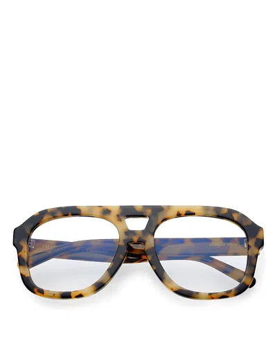 Freyrs Eyewear Oversized Aviator Voyager Blue Light Reading Glasses, 54mm In Brown