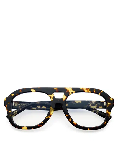 Freyrs Eyewear Oversized Aviator Voyager Blue Light Reading Glasses, 54mm In Brown