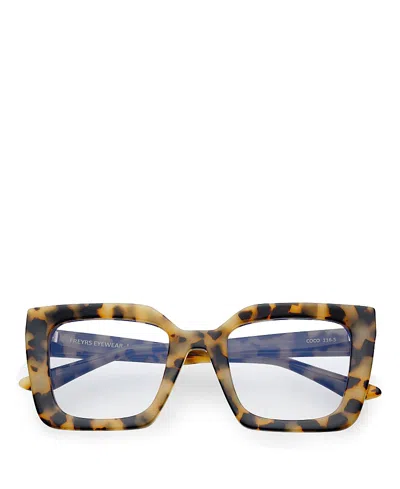 Freyrs Eyewear Oversized Coco Blue Light Reading Glasses, 50mm In Brown