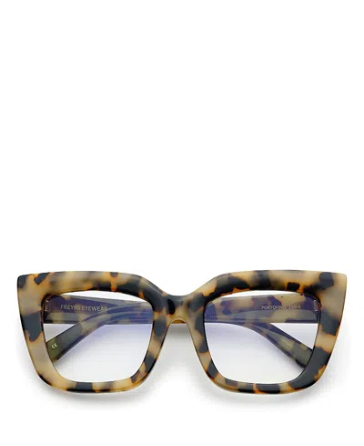 Freyrs Eyewear Oversized Portofino Blue Light Reading Glasses, 52mm In Brown