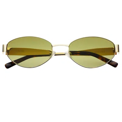 Freyrs Eyewear Women's Soho Oval Sunglasses In Green In Gold