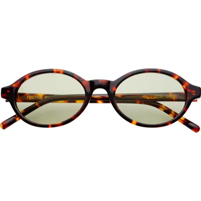 Freyrs Eyewear Zoe Small Oval Sunglasses In Brown
