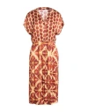 Frida Madè Woman Midi Dress Rust Size L Viscose, Elastane In Red