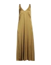 Frida Zazou Woman Long Dress Khaki Size 8 Viscose In Beige