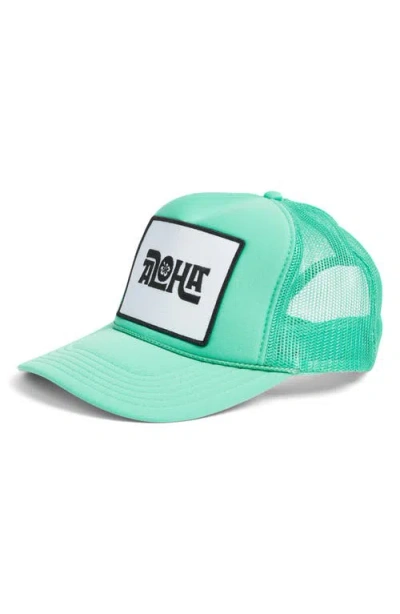 Friday Feelin ' Aloha Flower Trucker Hat In Green