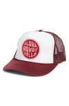 Friday Feelin ' Aloha Howdy Hello Patch Trucker Hat In Maroon Split