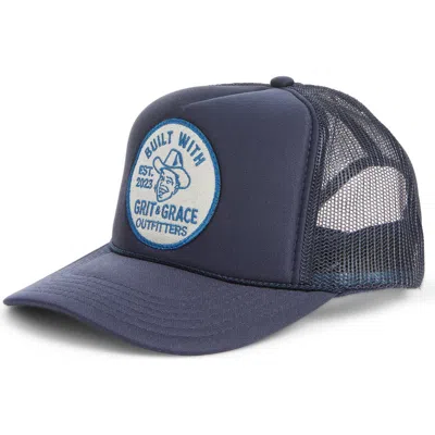Friday Feelin ' Built With Grace Trucker Hat In Blue