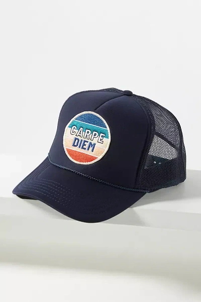 Friday Feelin Carpe Diem Trucker Hat In Blue