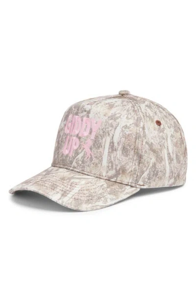 Friday Feelin ' Giddy Up Camouflage Cotton Twill Baseball Cap In Gray