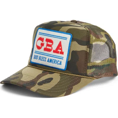 Friday Feelin ' God Bless America Camo Trucker Hat In Multi