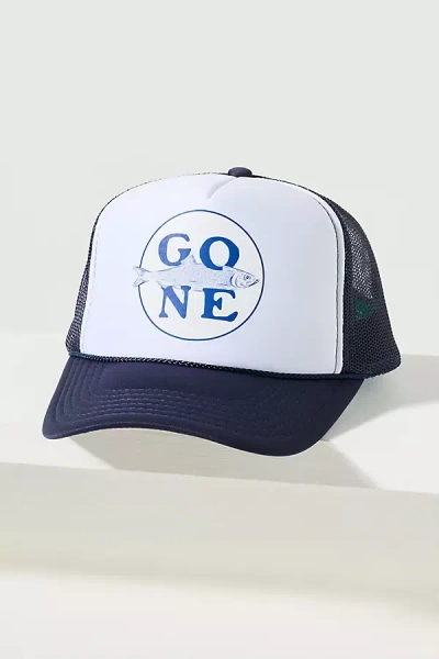 Friday Feelin Gone Fishin Trucker Hat In Blue