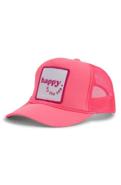 Friday Feelin ' Happy By The Sea Patch Trucker Hat In Pink