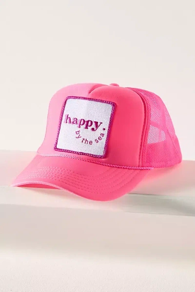 Friday Feelin Happy By The Sea Trucker Hat In Pink