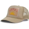 Friday Feelin ' Happy Patch Trucker Hat In Tan