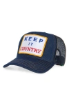 Friday Feelin ' Keep It Country Patch Trucker Hat In Blue