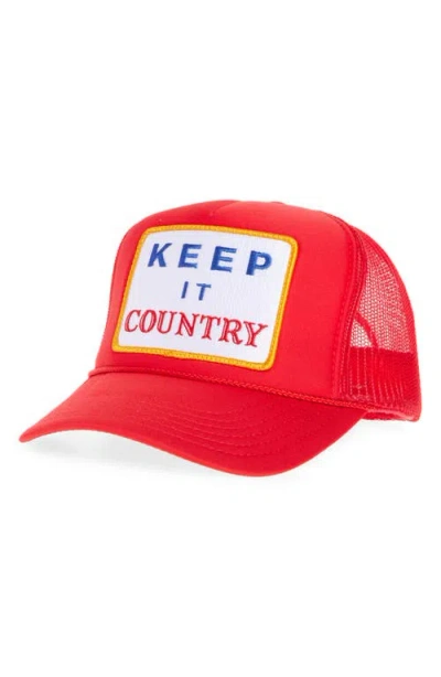 Friday Feelin ' Keep It Country Patch Trucker Hat In Red