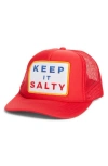 Friday Feelin ' Keep It Salty Patch Trucker Hat In Red