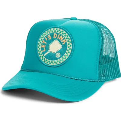 Friday Feelin ' Let's Dink Patch Trucker Hat In Jade