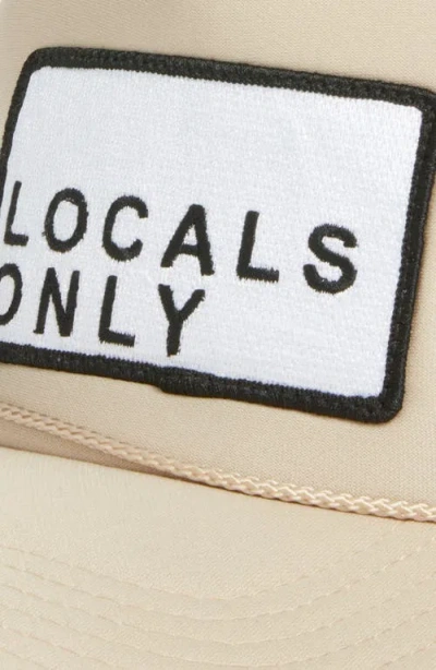 Friday Feelin ' Locals Only Patch Trucker Hat In Tan