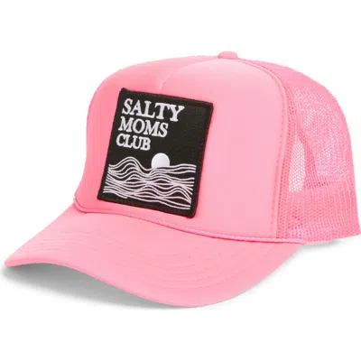 Friday Feelin ' Salty Moms Club Patch Trucker Hat In Pink