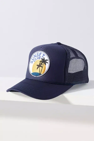 Friday Feelin Sunset Club Trucker Hat In Blue