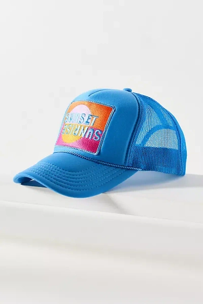 Friday Feelin Sunset Trucker Hat In Blue